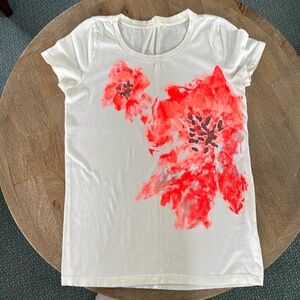 J Crew cream tee with bold floral
